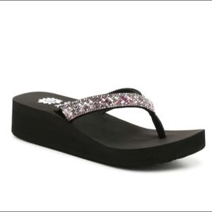 Yellow Box Wedge Flip Flops